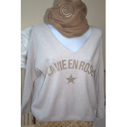 PULL BEIGE LA VIE EN ROSE SCANDAL