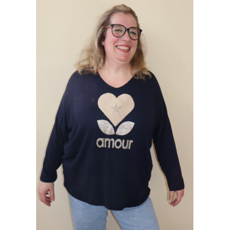 PULL LEGER AMOUR BLEU MARINE