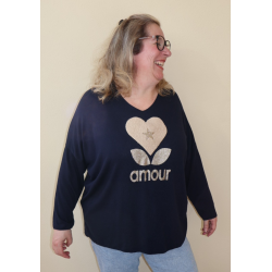 PULL LEGER AMOUR BLEU MARINE