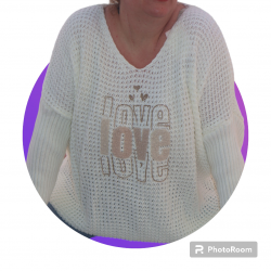 PULL MAILLE GAUFREE LOVE BLANC