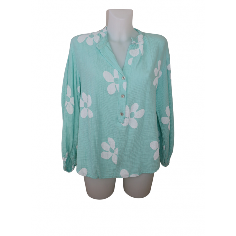 BLOUSE FLOWER GAZE DE COTON