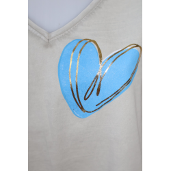 TEE-SHIRT COEUR BEIGE