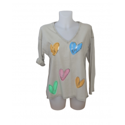 TEE-SHIRT COEUR BEIGE