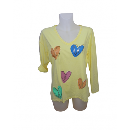 TEE-SHIRT COEUR JAUNE